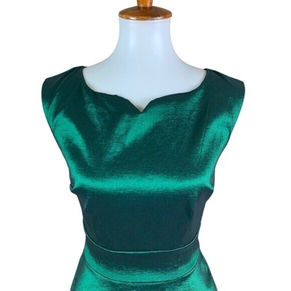 ModCloth‎ Emerald Green Fit And Flare Party Dress Sleeveless Back Zipper Size 2 - Picture 3 of 9